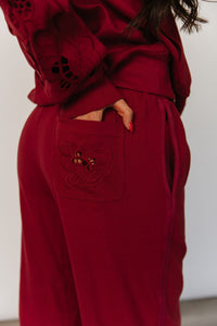 Wide Leg Bow Comfs - Love Story Crimson