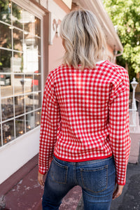 Red Gingham Cardigan