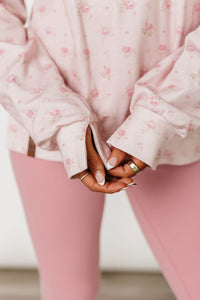 University SideSlit Pullover - Tea Rose