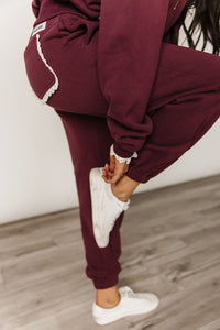 Comfort Zone Joggers - Maroon Lace