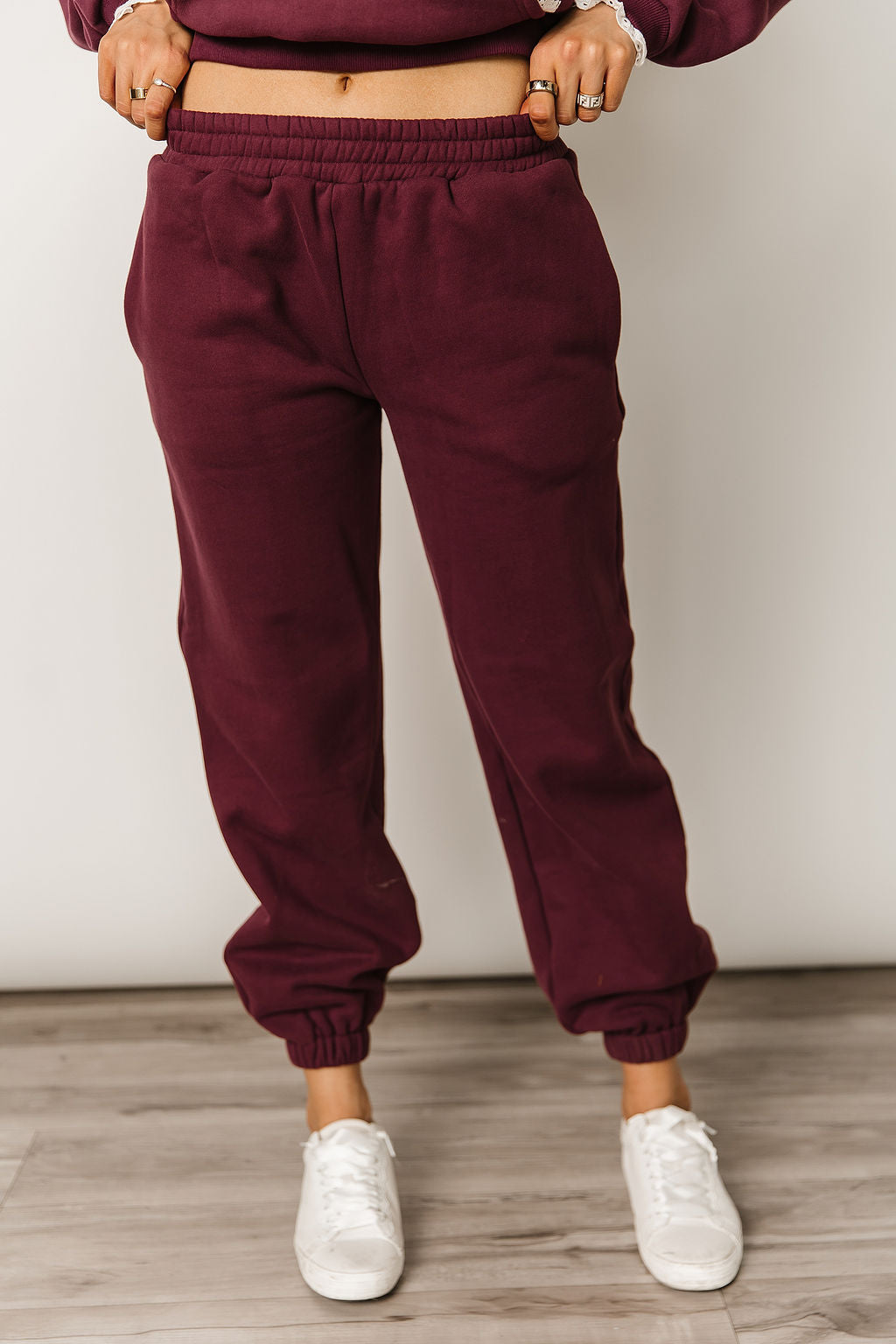 Comfort Zone Joggers - Maroon Lace