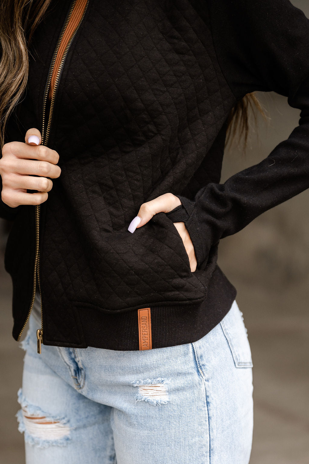 Quilted Bomber - Black