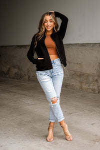 Quilted Bomber - Black