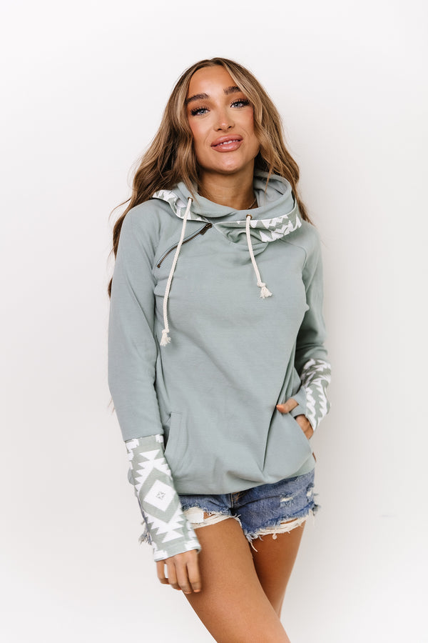 DoubleHood™ Sweatshirt - Mint Aztec