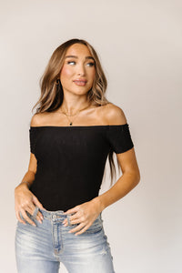 Bodysuit- Short Sleeve Off The Shoulder- Black