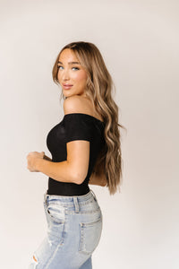 Bodysuit- Short Sleeve Off The Shoulder- Black