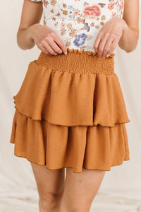 Tiered Ruffle Skirt- Camel