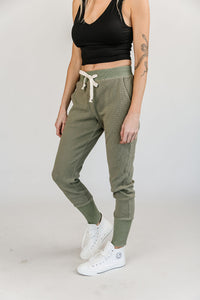 Waffle Knit Joggers- Willow