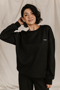 Quilted Pullover- Black