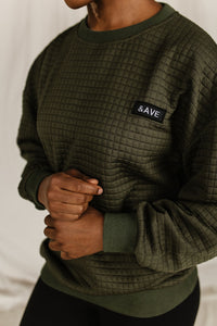 Quilted Pullover- Olive & Ave