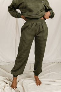 Quilted Joggers- Olive