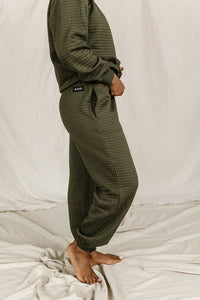 Quilted Joggers- Olive