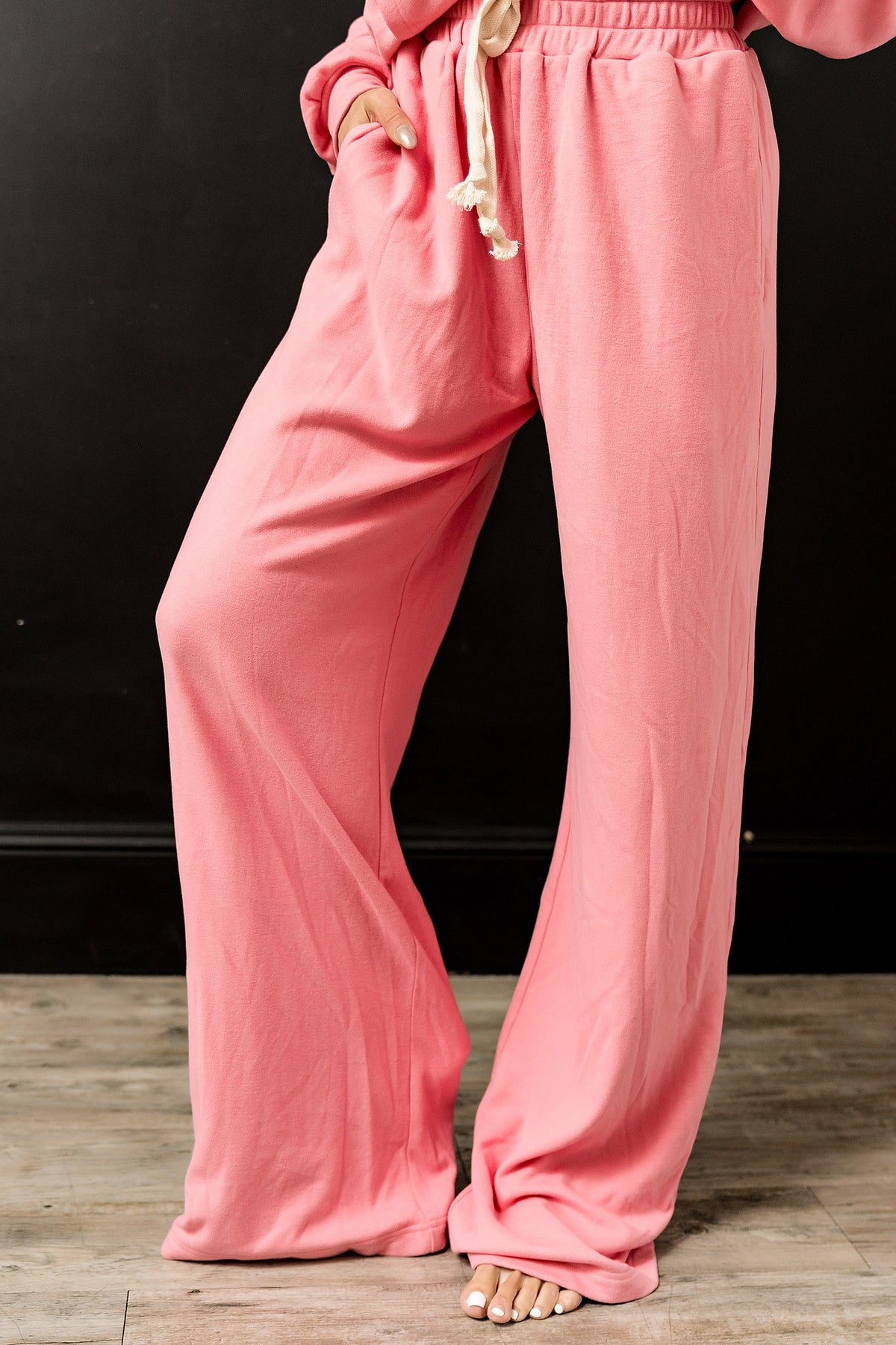 Performance Fleece Free Time Wide Leg Comf- Pink Tulip