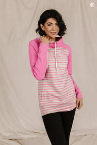 DoubleHood® Sweatshirt - Flamingo Stripe
