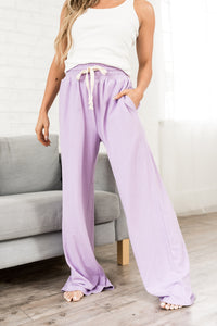 Performance Fleece Free Time Wide Leg Comf- Wisteria