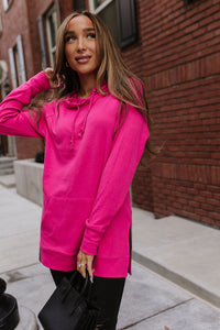 Sideslit Hoodie - Hot Pink