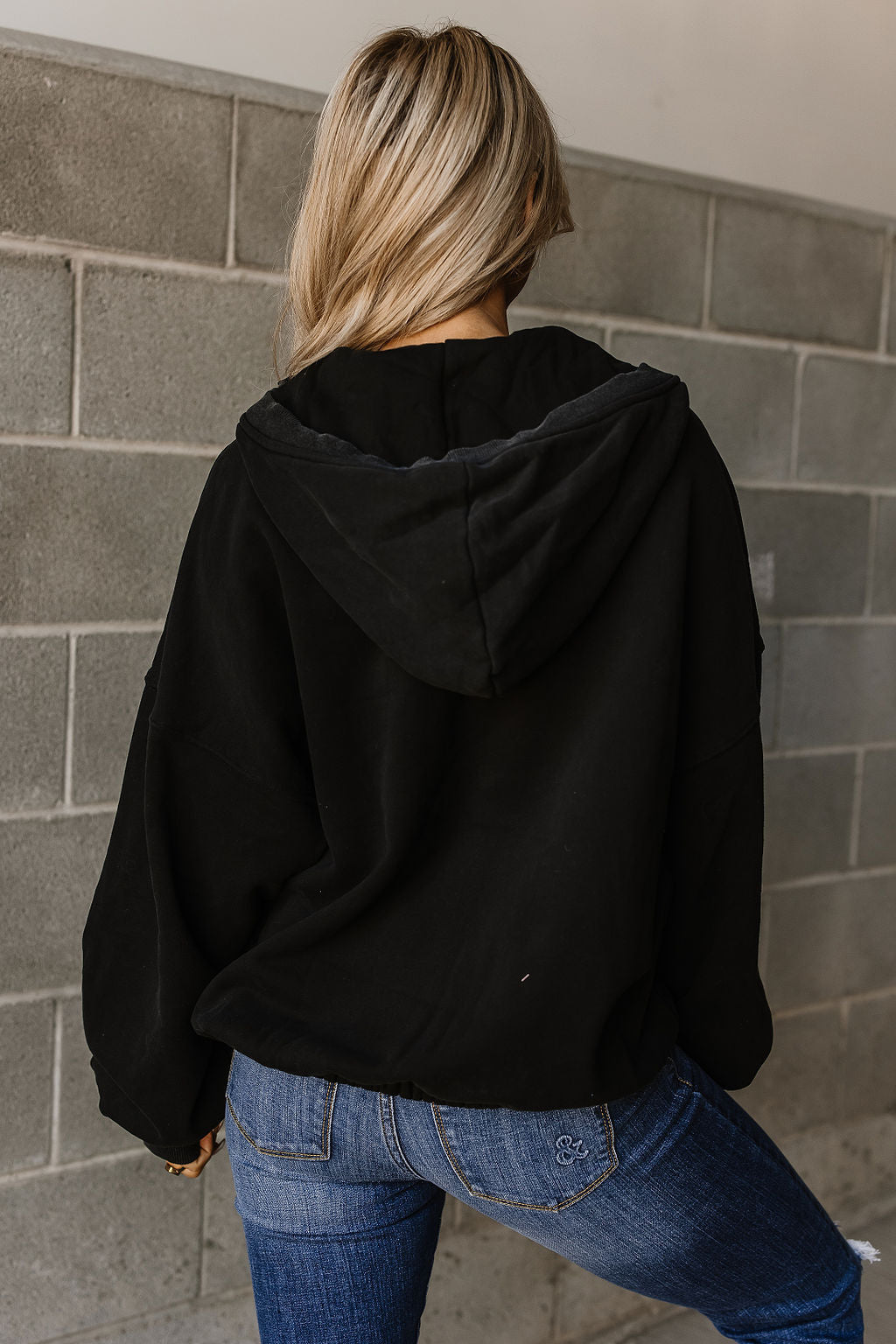 Ampersand Avenue Oversized HalfZip Sweatshirt - Black
