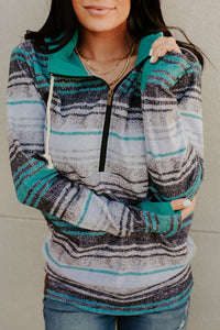 HalfZip Sweatshirt - Serape Turquoise