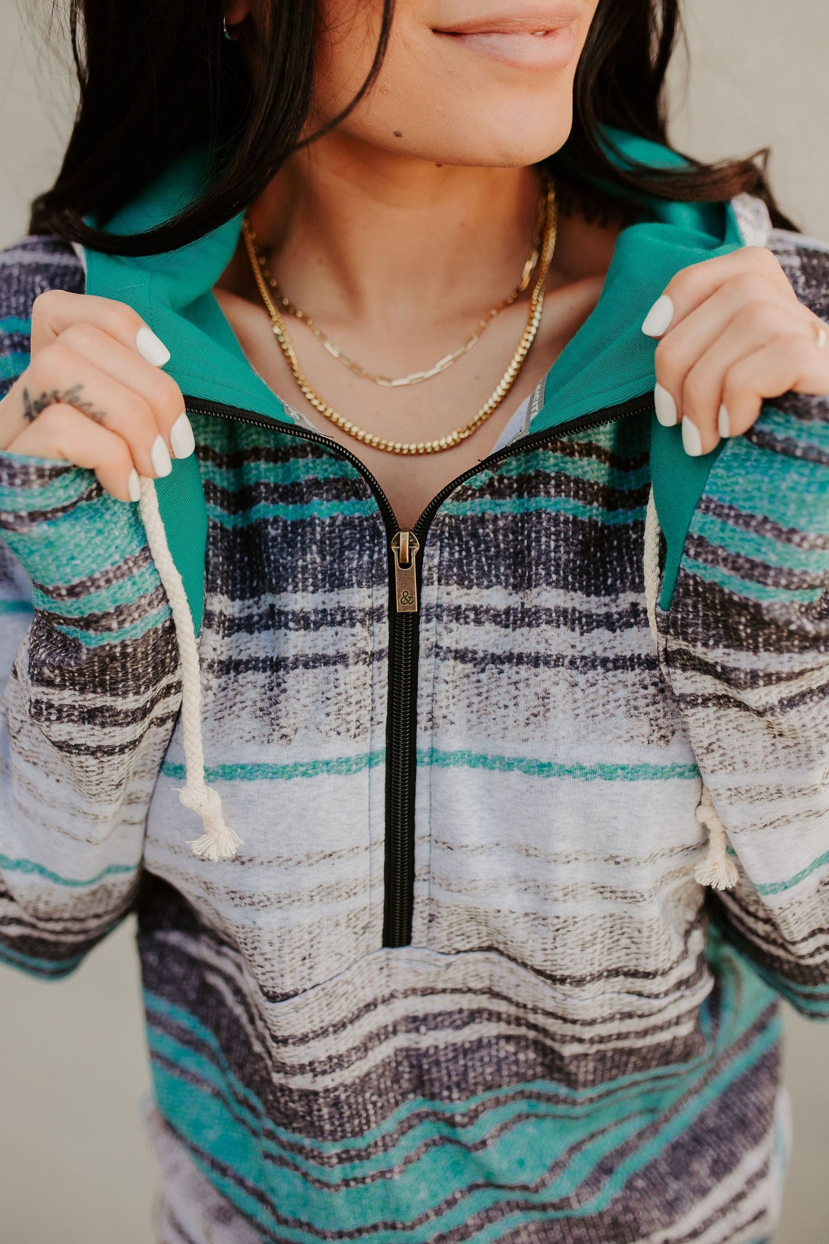 HalfZip Sweatshirt - Serape Turquoise