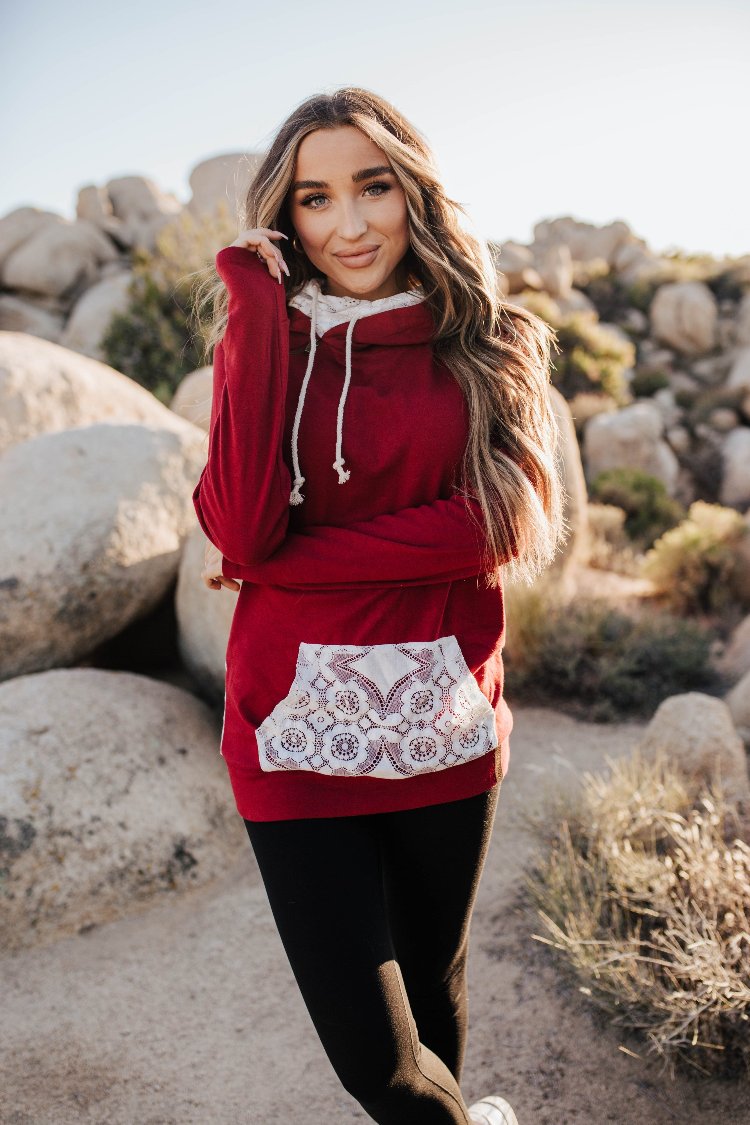 DoubleHood™ Sweatshirt - Lovely Lace Burgundy