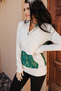 HalfZip Sweatshirt - Laced Up Oatmeal & Evergreen