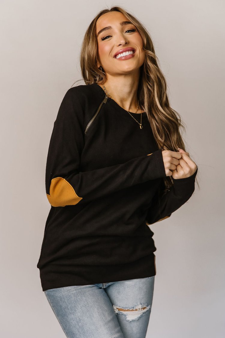 Sidezip Pullover Sweatshirt- Cross My Heart