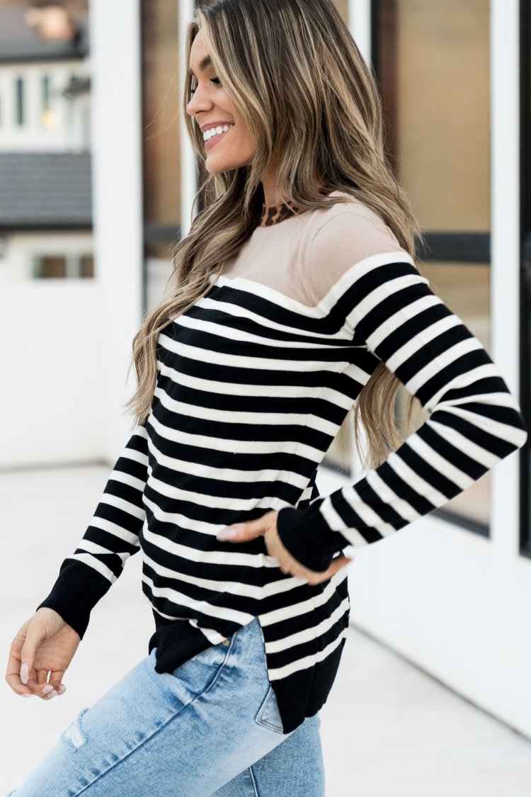 Graham Sweater- Leopard & Stripes