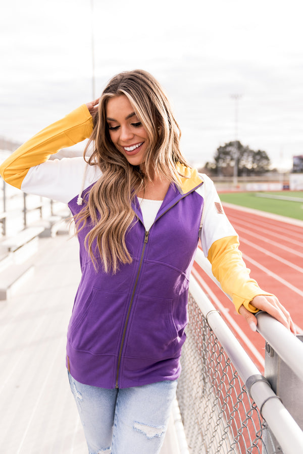 Performance Fleece FullZip Sweatshirt - Purple & Yellow