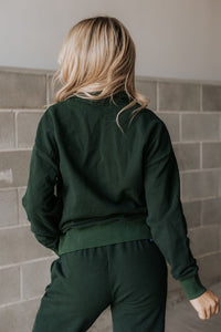 Never Better Button Top: Forest Green