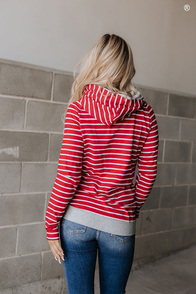 DoubleHood™ Sweatshirt - Peppermint Stripe