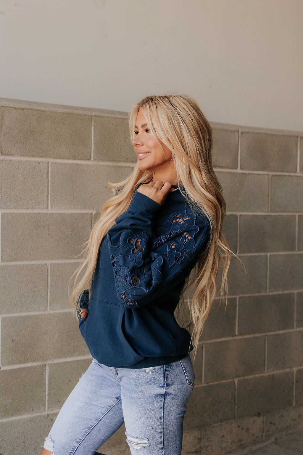 Ampersand Avenue University Hoodie- Love Story Midnight Blue