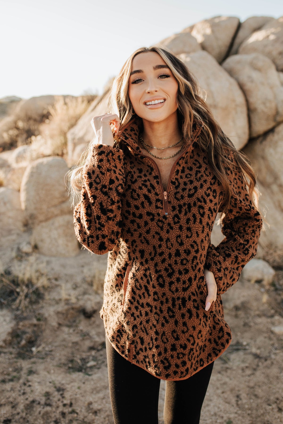 Pullover- Rust Animal Print Sherpa