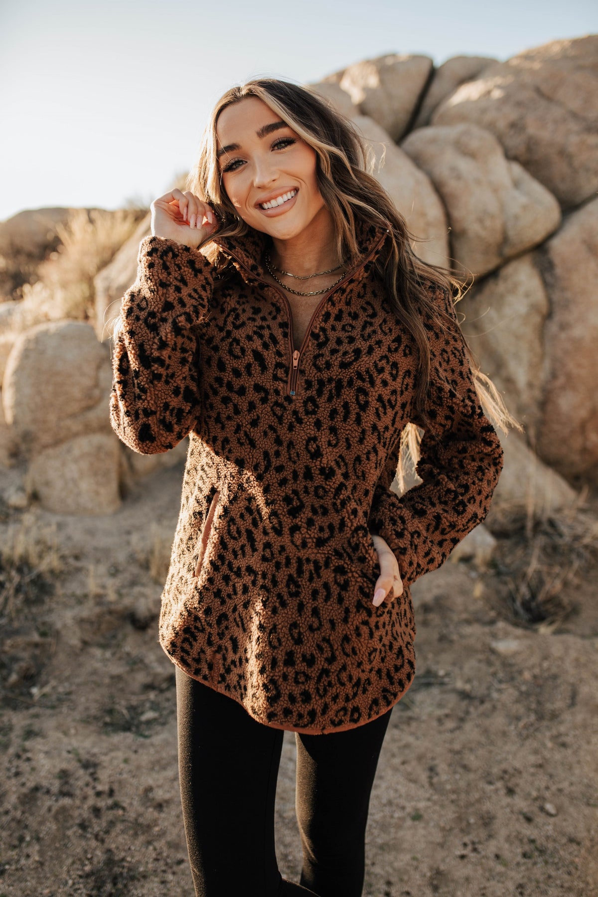 Pullover- Rust Animal Print Sherpa