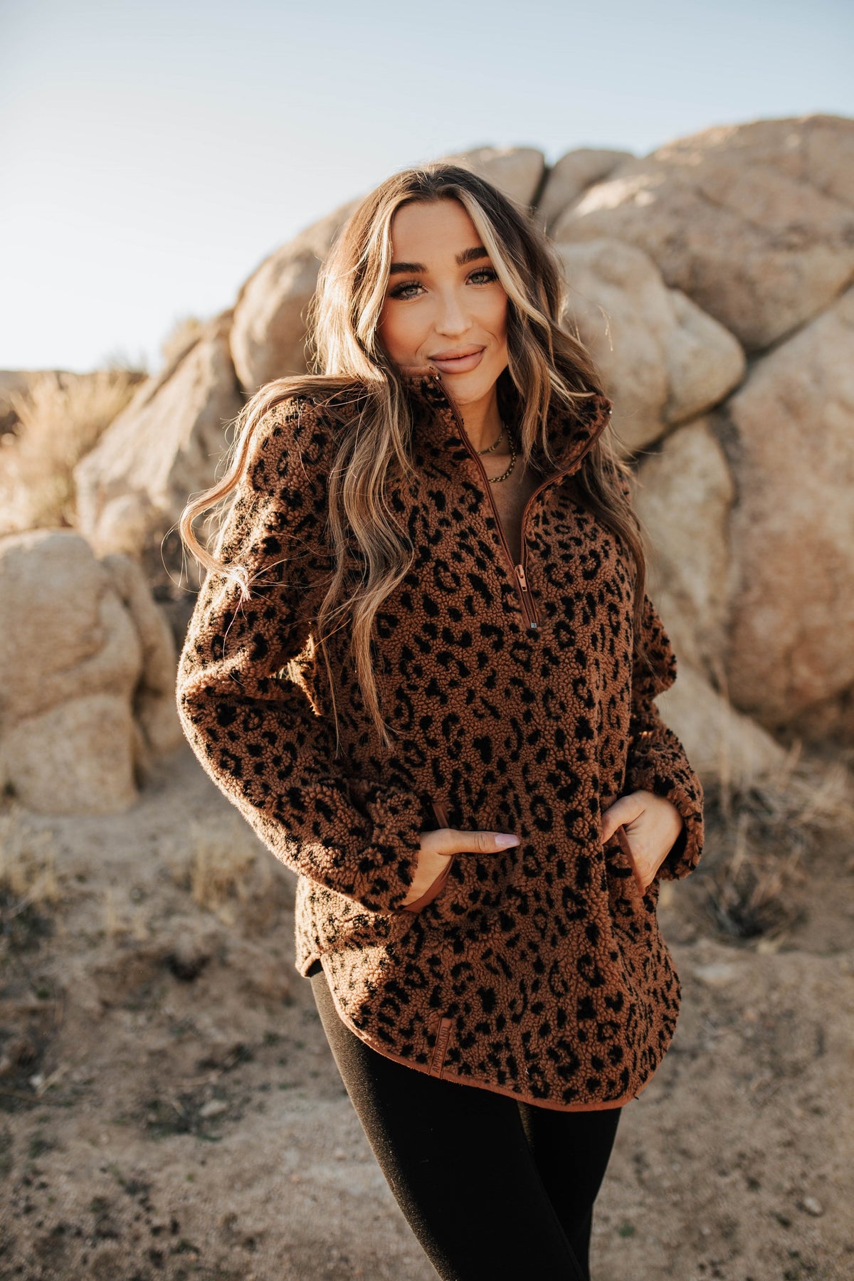 Pullover- Rust Animal Print Sherpa