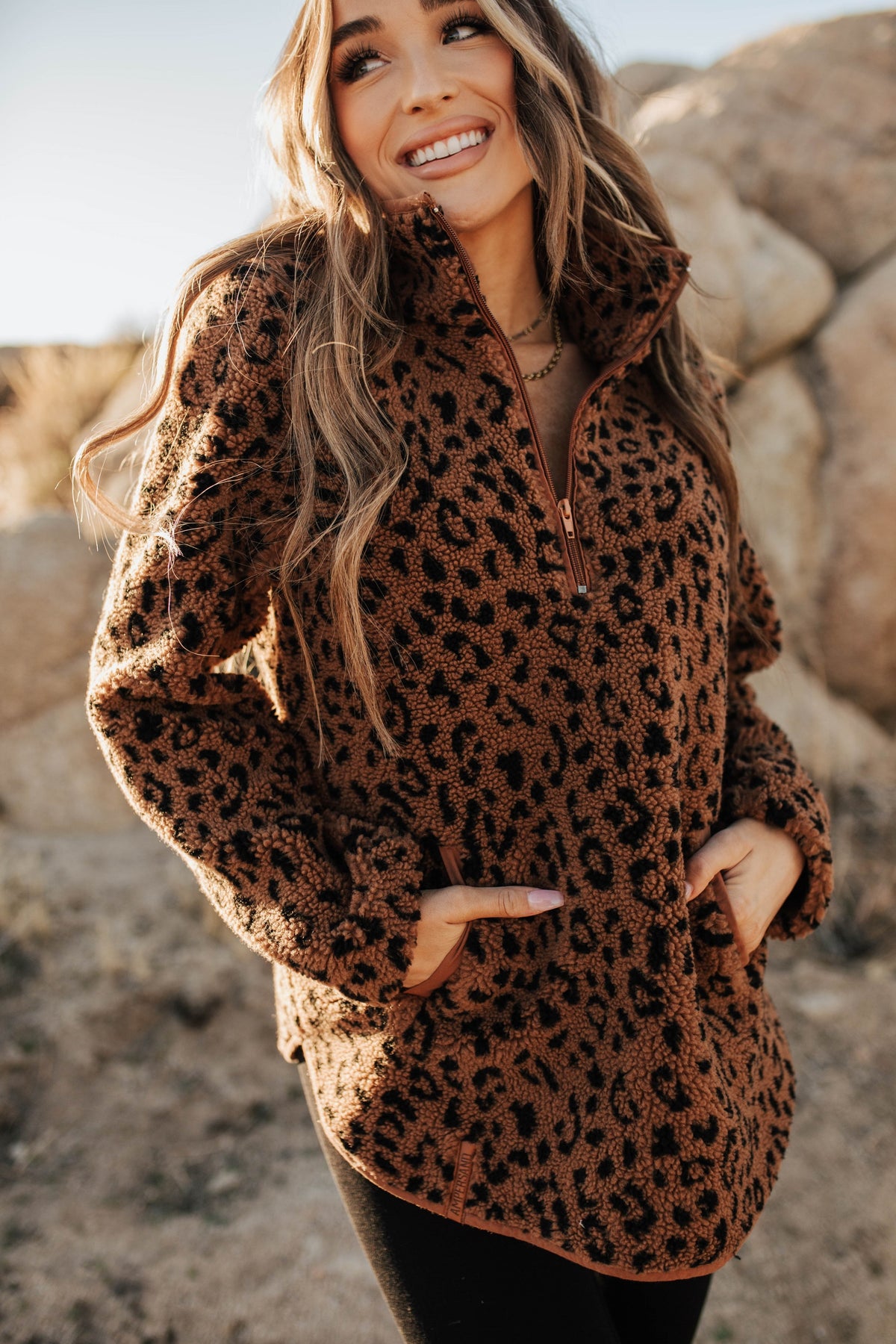 Pullover- Rust Animal Print Sherpa