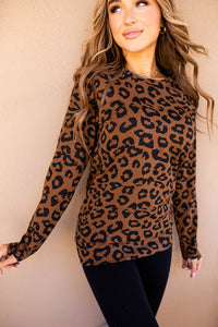 Pullover Sweatshirt - Rust Leopard SideZip