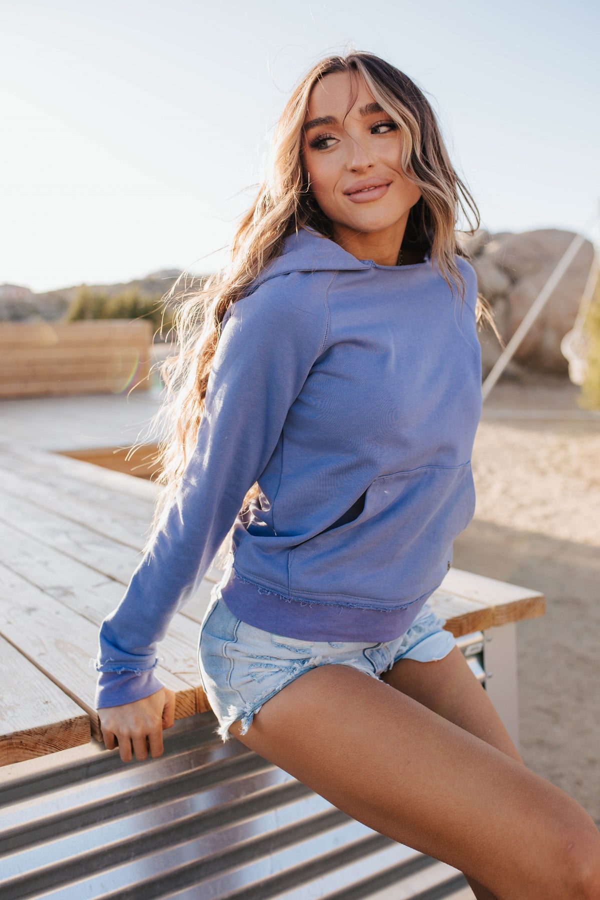 Elevated Sweatshirt Edge- Periwinkle Promise