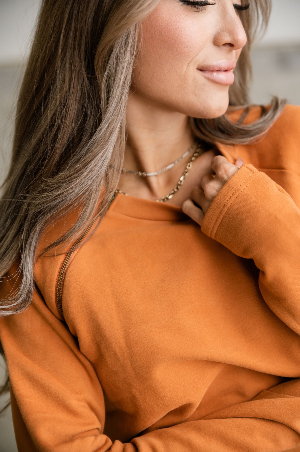 Pullover Sweatshirt - Pumpkin SideZip