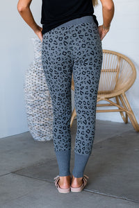 New & Improved Joggers- Charcoal Leopard