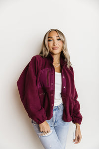 Oversized Fleece Jacket- Plum