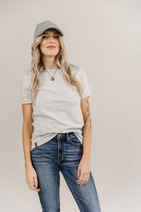 Crew V Neck Lulu Tee- Heather Grey