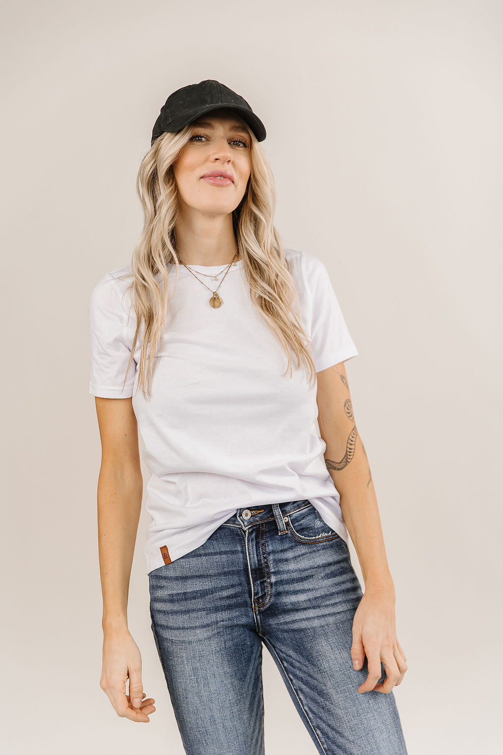 Crew Neck Lulu Tee- White