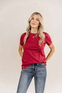 Crew Neck Lulu Tee- Burgundy