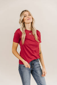 Crew Neck Lulu Tee- Burgundy