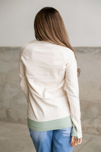 Pullover Sweatshirt - Ivory & Mint SideZip