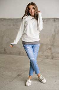 Pullover Sweatshirt - Oatmeal & Grey SideZip