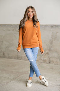 Pullover Sweatshirt - Pumpkin SideZip